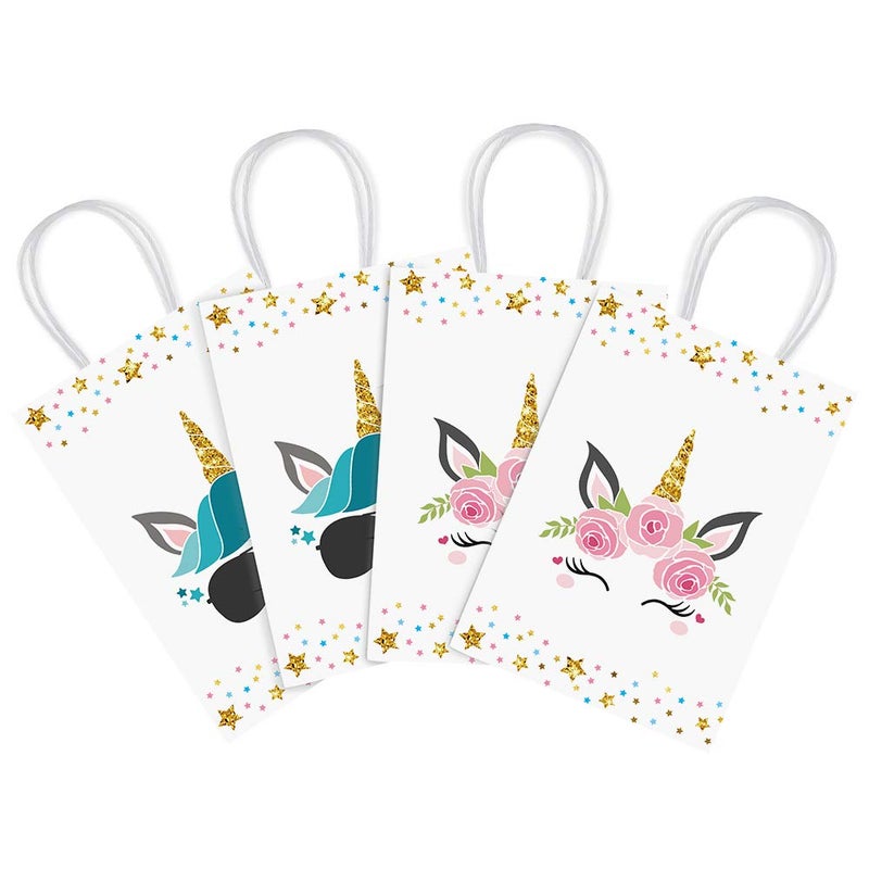 BCHOCKS 16 PCS Unicorn Party Favor Bags for Birthday Supplies - Gift Goody Treat Candy Bags for Girls Kids Decorations - Image 2
